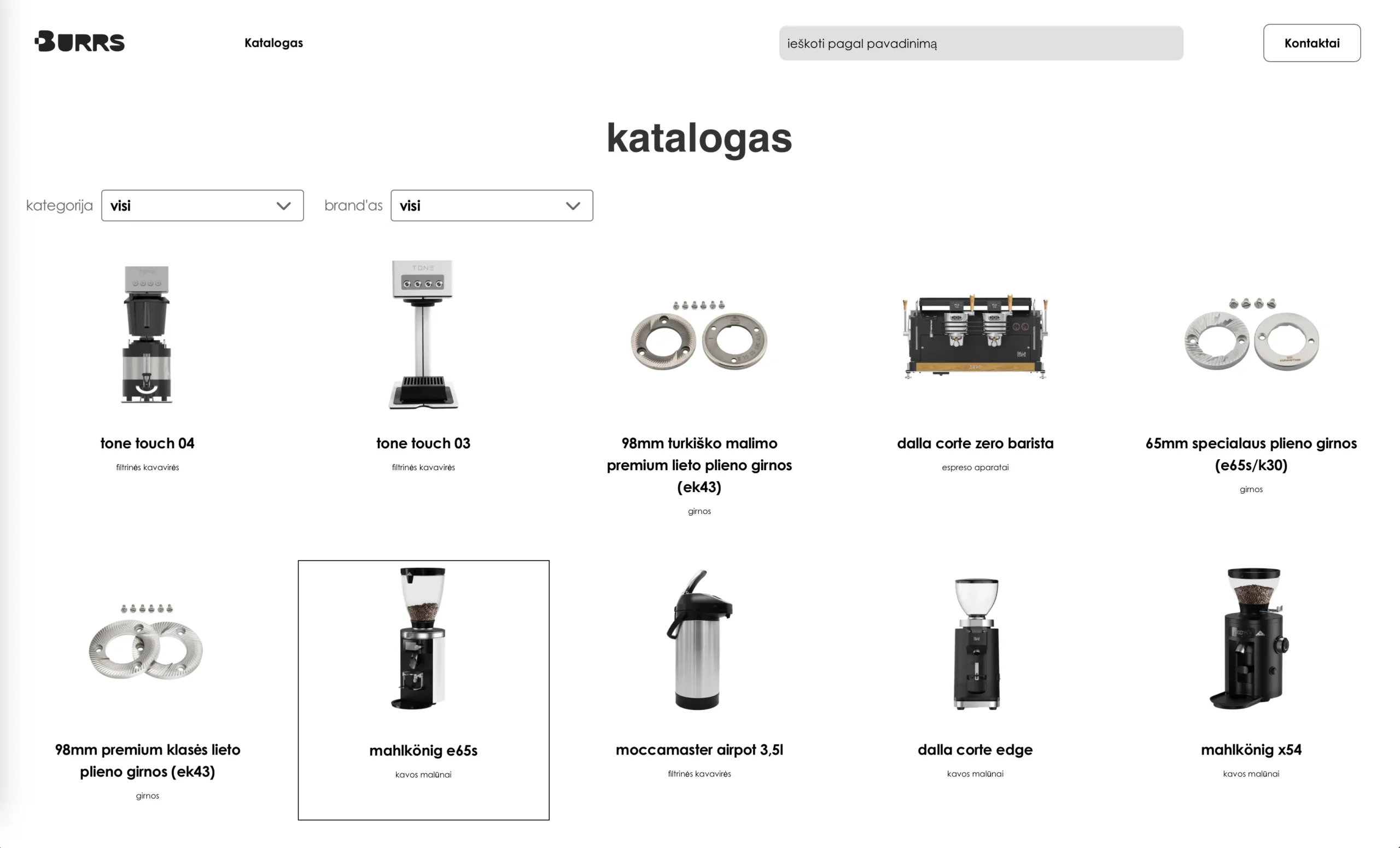 burrs coffee equipment catalog